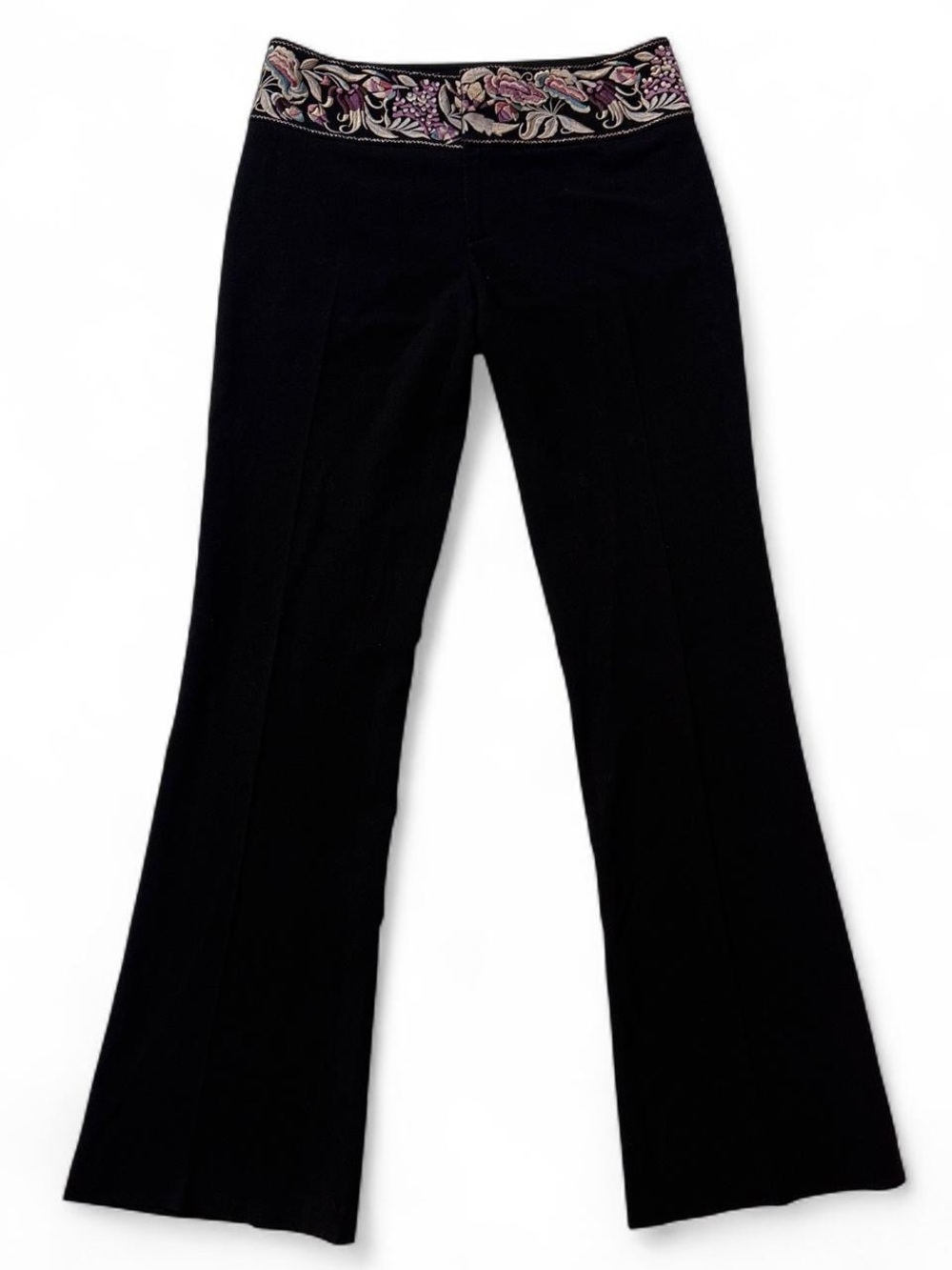Marciano Flare Pants with Embroidered Floral Waistband